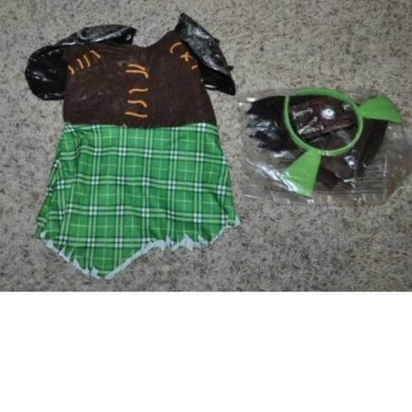 Toddler Shrek Fiona Halloween Costume 2/4 Warrior 5 Pc Dress, Headpiece Girls - Picture 2 of 3